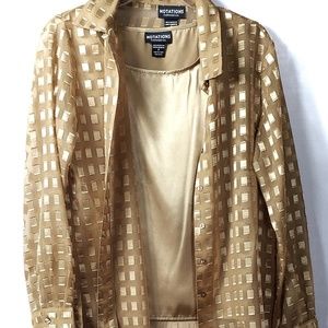 Notations Women's 2 piece gold blouse Sz S